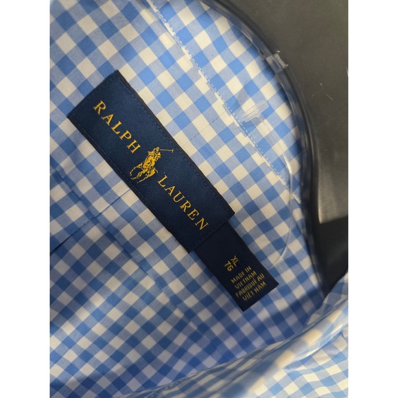 Ralph Lauren Button Down Shirt Mens XL Gingham Check Light Blue White LS NWT $89 - Picture 8 of 12